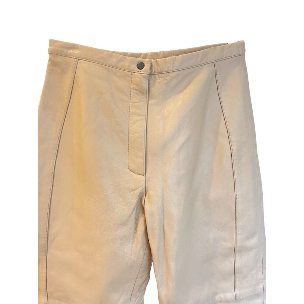 ZNJ womens leather pants very warm cream 28 waist 30 ins leg